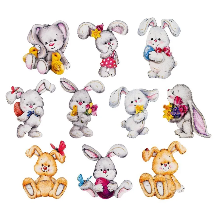 3-D Motive, Knuffige Hasen, 6,5-9cm, 10 Motive