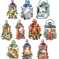 3-D Motive, Laternen & Tiere im Winter, 6-11cm, 10 Motive