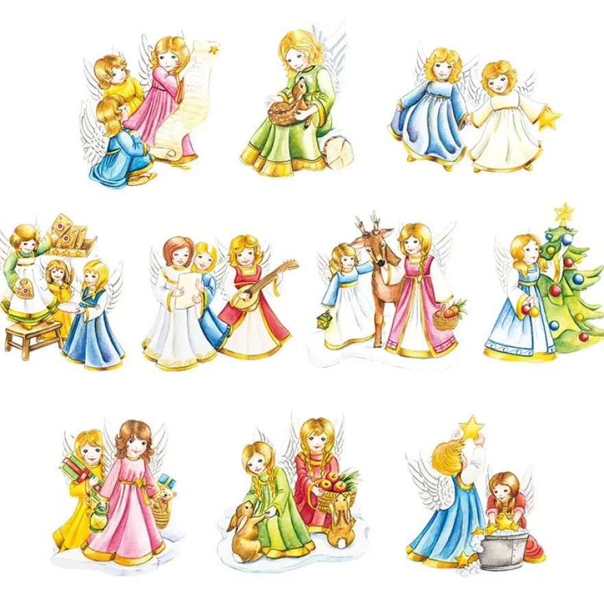 3-D Motive, Liebliche Engel, 6,5-9cm, 10 Motive