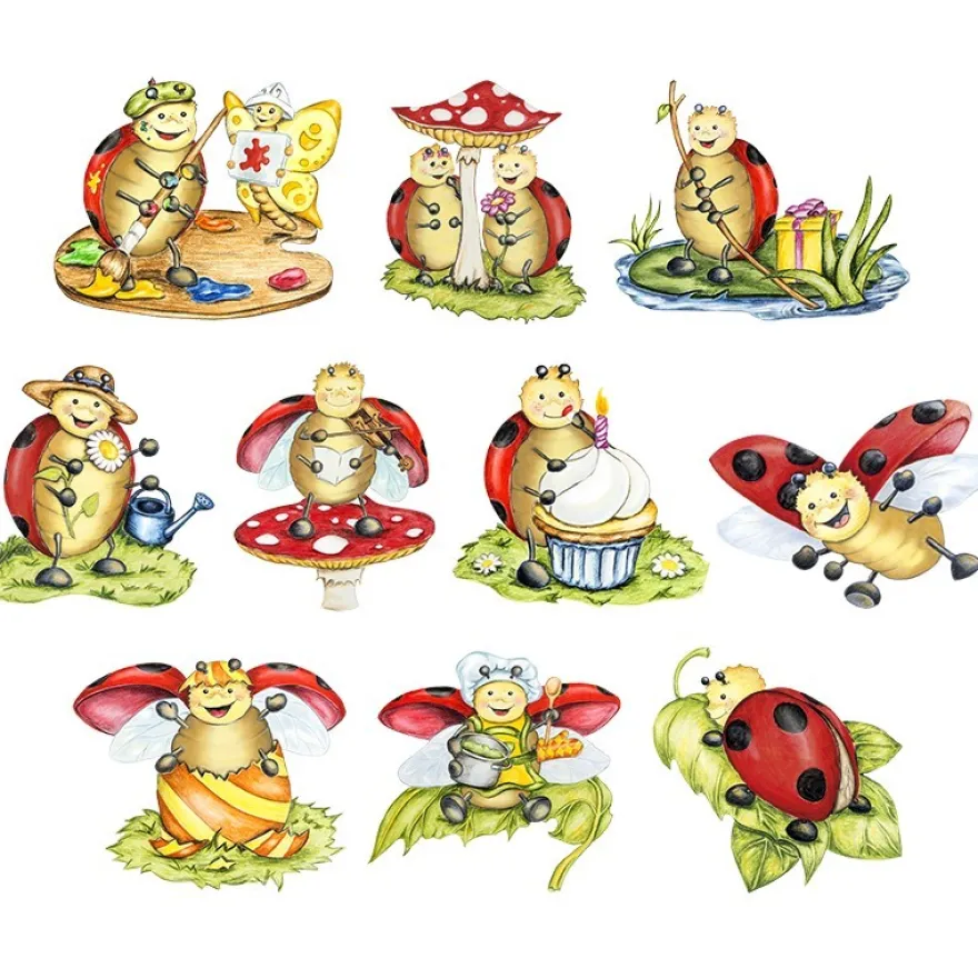 3-D Motive, Marienkäfer "Lucky Lo", 6-9,5cm, 10 Motive