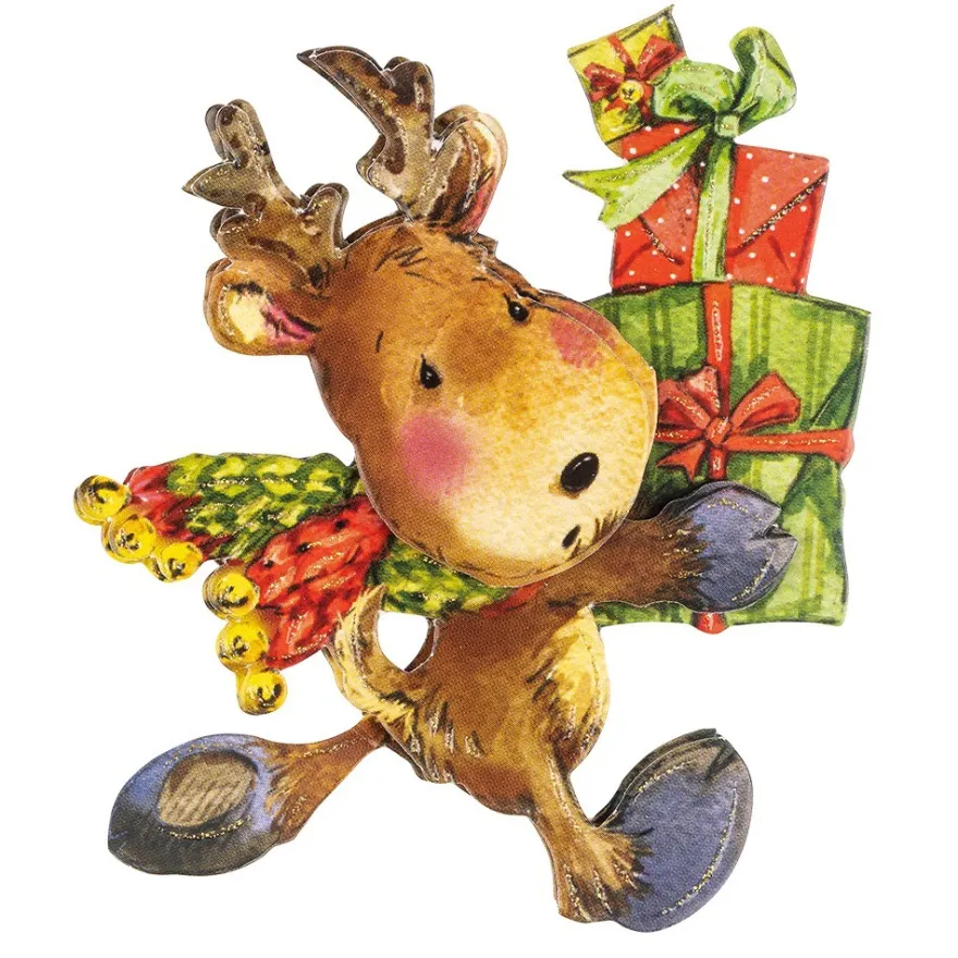 3-D Motive, Niedliche Weihnachts-Elche, 8-9,5cm, 10 Motive