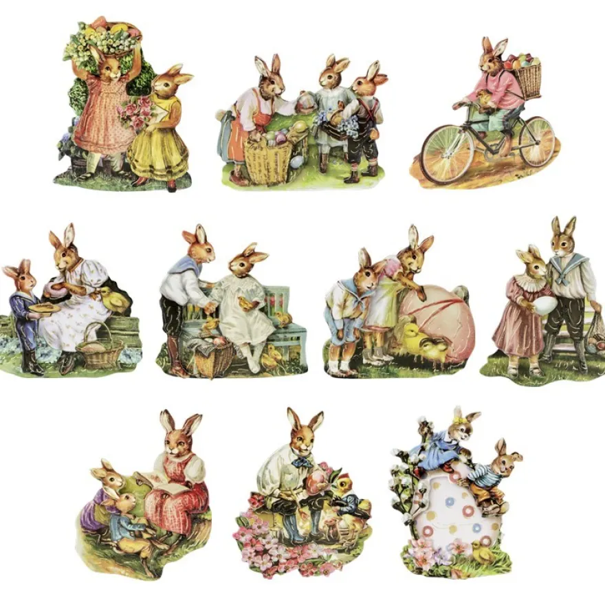 3-D Motive, Osterhasen, Gold-Gravur, 6-8cm, 10 Motive