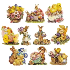 3-D Motive, Ostern, Gold-Gravur, 5,5-8cm, 10 Motive