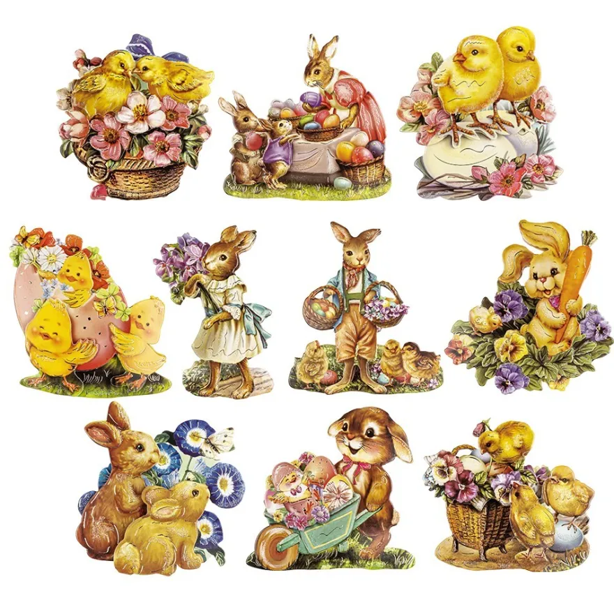 3-D Motive, Ostern, Gold-Gravur, 5,5-8cm, 10 Motive