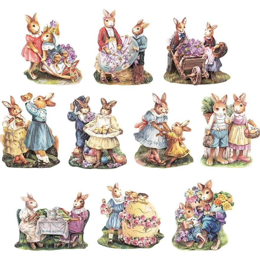 3-D Motive, Ostern Vintage-Style 1, 6-8cm, 10 Motive