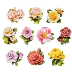 3-D Motive, Rosengarten, Gold-Gravur, 5,5-8cm, 10 Motive
