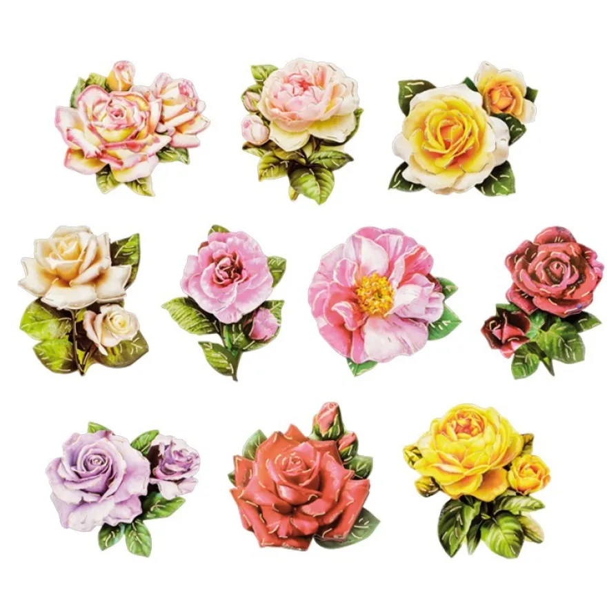 3-D Motive, Rosengarten, Gold-Gravur, 5,5-8cm, 10 Motive