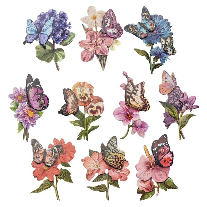 3-D Motive, Schmetterlinge & Blüten, 7-12cm, 10 Motive