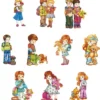 3-D Motive, Schulkinder, 3,5-8,5cm, 10 Motive