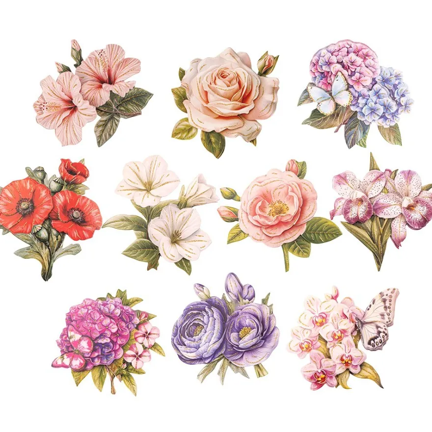 3-D Motive, Sommerblüten, 7-9cm, 10 Motive