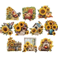 3-D Motive, Sonnenblumen, 7,5-9cm, 10 Motive