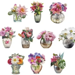 3-D Motive, Stilvolle Blumenvasen, 6,5-9,5cm, 10 Motive