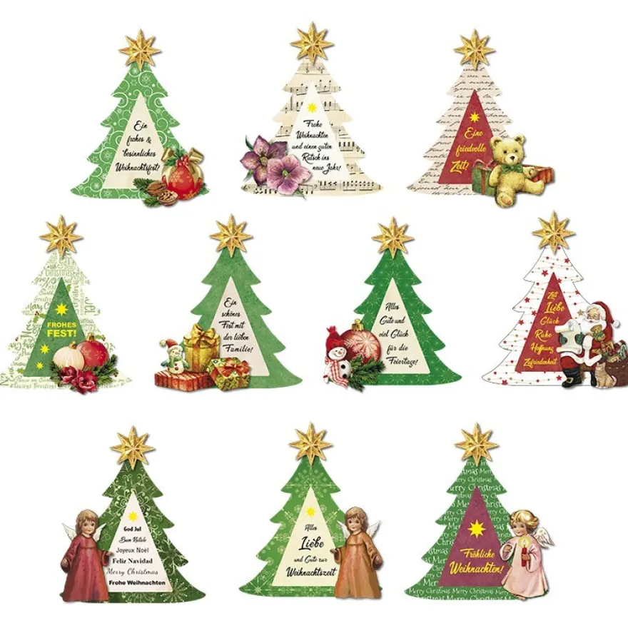 3-D Motive, Tannenbaum Weihnachten, 7-9cm, 10 Motive