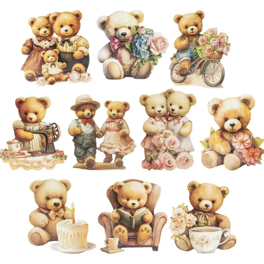 3-D Motive, Teddybären-Grüße, 6,5-9cm, 10 Motive