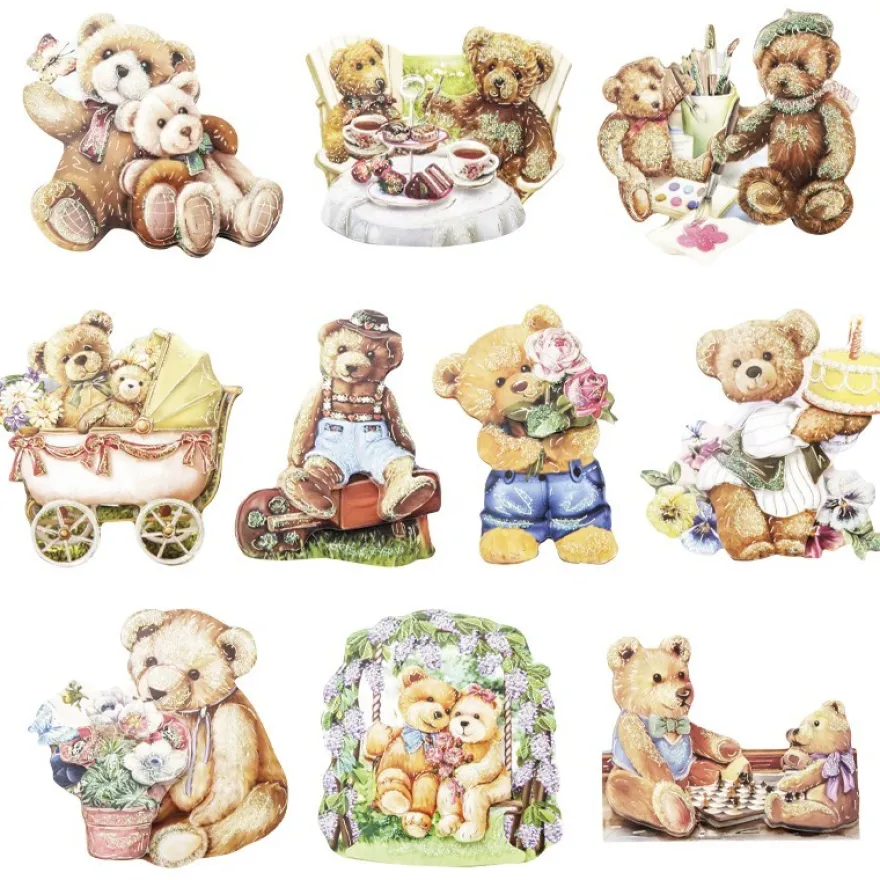 3-D Motive, Teddymotive, Gold-Gravur, 5,5-8cm, 10 Motive