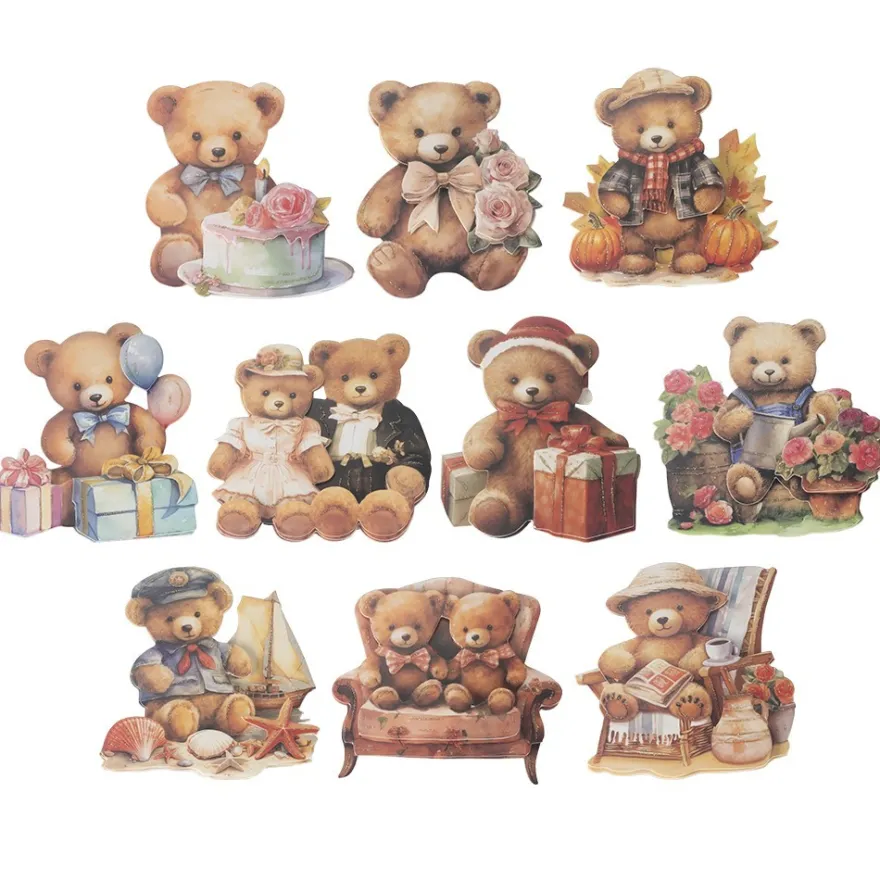 3-D Motive, Teddys rund ums Jahr, 7,5-9,5cm, 10 Stück