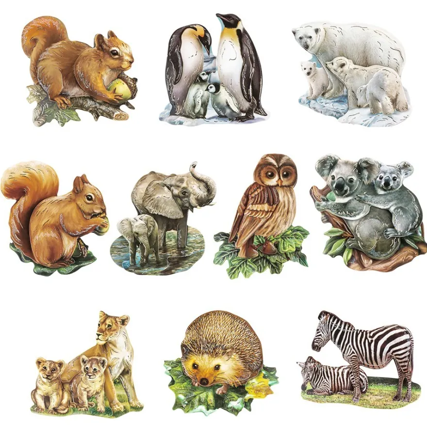 3-D Motive, Tiermotive, 8cm x 8cm, 10 Motive