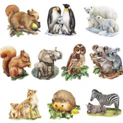 3-D Motive, Tiermotive, Silber-Gravur, 8cm x 8cm, 10 Motive
