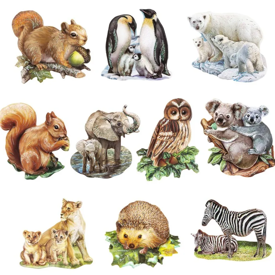 3-D Motive, Tiermotive, Silber-Gravur, 8cm x 8cm, 10 Motive