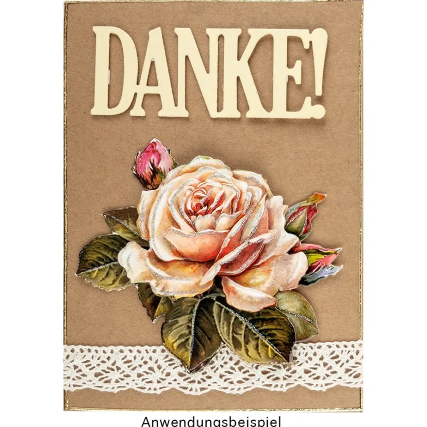 3-D Motive, Vintage-Rosen, 7-9,5cm, 10 Motive