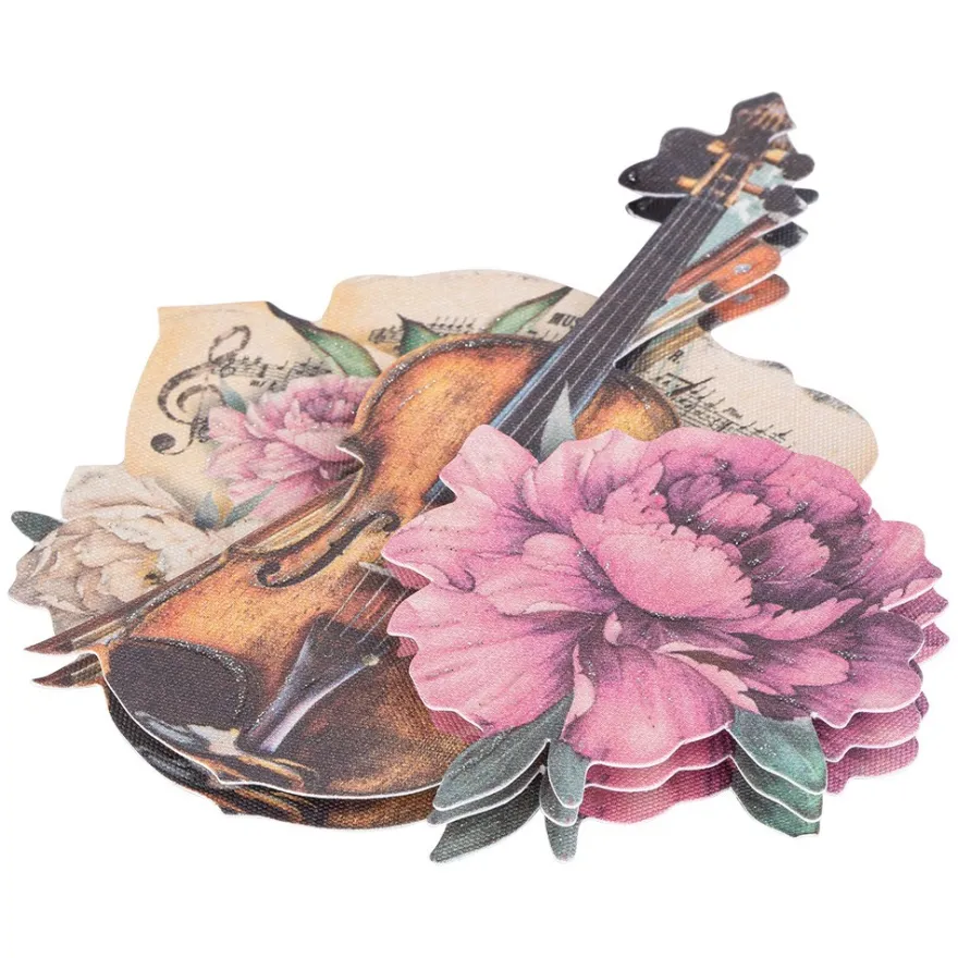 3-D Motive, Vintage-Rosengrüße, mit Perlmutt-Leinenstruktur, 7-10,5cm, 10 Motive
