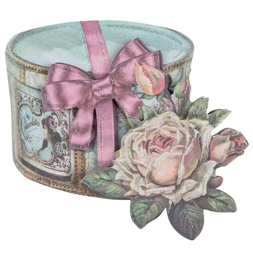 3-D Motive, Vintage-Rosengrüße, mit Perlmutt-Leinenstruktur, 7-10,5cm, 10 Motive