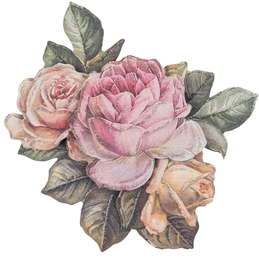 3-D Motive, Vintage-Rosen, mit Perlmutt-Leinenstruktur, 7-10,5cm, 10 Motive