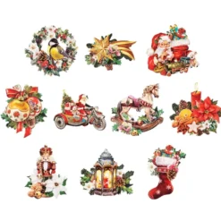 3-D Motive, Vintage-Weihnachten, 7,5-10,5cm, 10 Stück