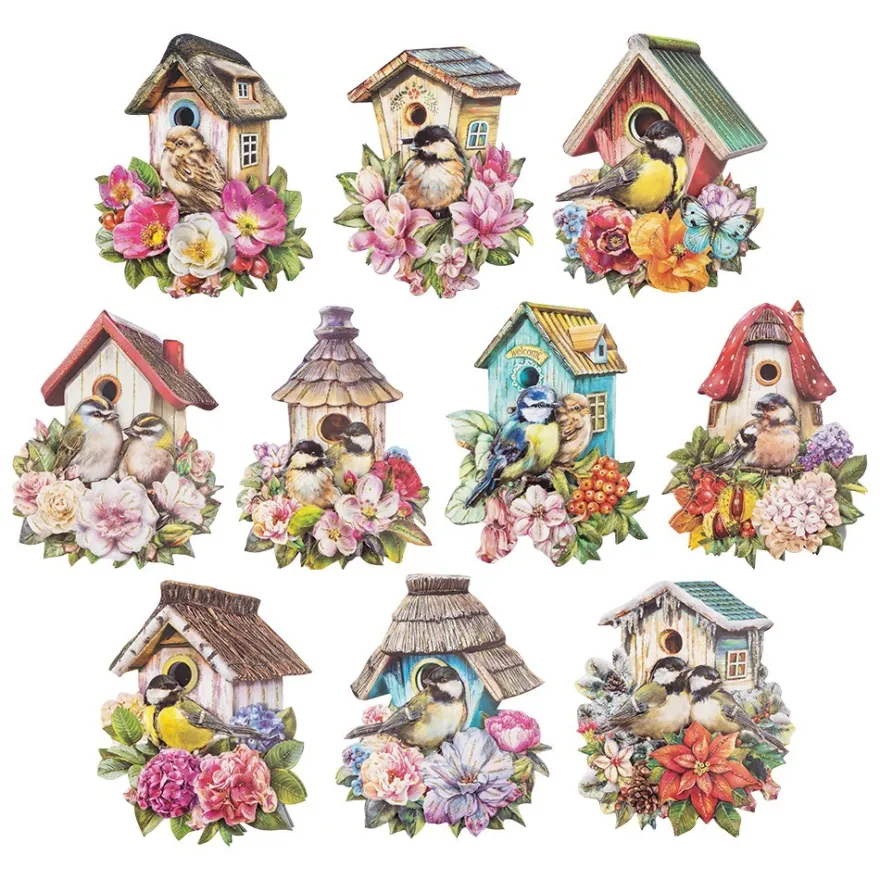 3-D Motive, Vogelhäuschen, 7,5-10,5cm, 10 Motive
