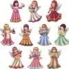3-D Motive, Weihnachts-Engel 2, Gold-Gravur, 5-8,5cm, 10 Motive