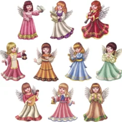 3-D Motive, Weihnachts-Engel 2, Gold-Gravur, 5-8,5cm, 10 Motive