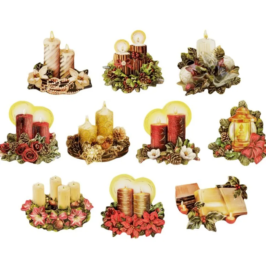 3-D Motive, Weihnachtsgestecke, Gold-Gravur, 6-8cm, 10 Motive