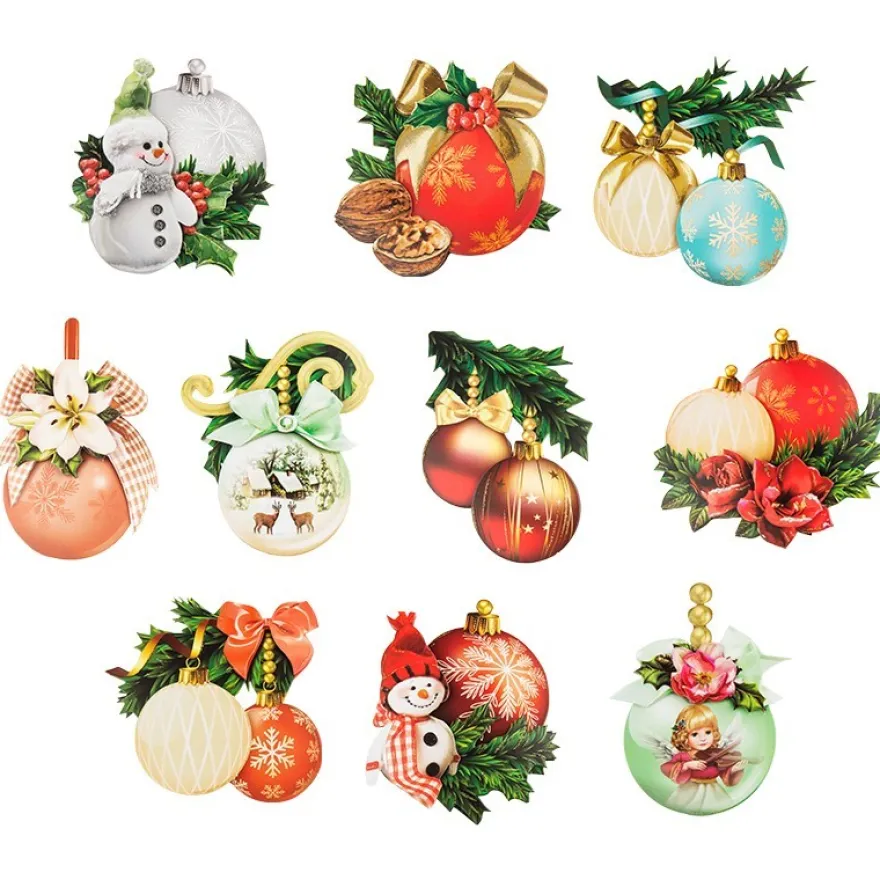 3-D Motive, Weihnachtskugeln, 6-9,5cm, 10 Motive
