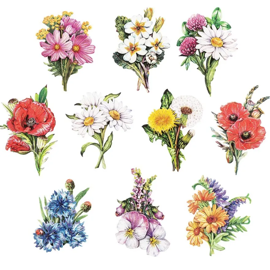 3-D Motive, Wiesenblumen, 6,5-11,5cm, 10 Motive