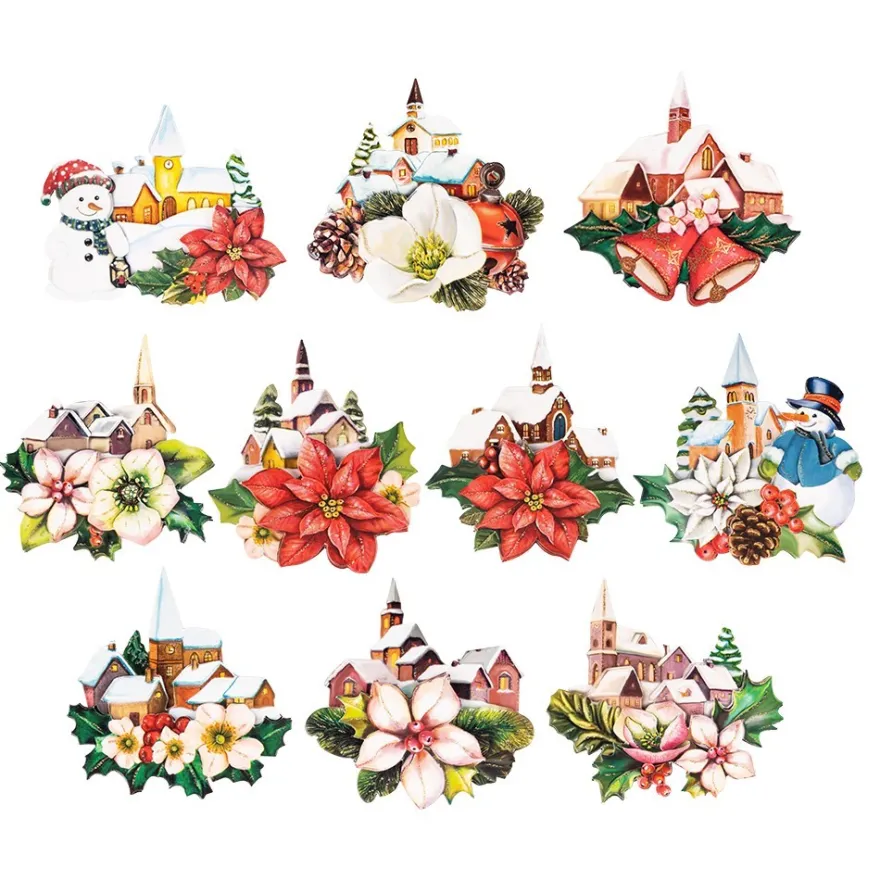 3-D Motive, Winterdörfer & Floristik, 8-9cm, 10 Motive