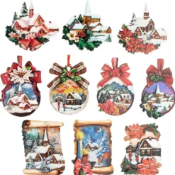 3-D Motive, Winterdörfer Nostalgie, 6-9cm, 10 Motive