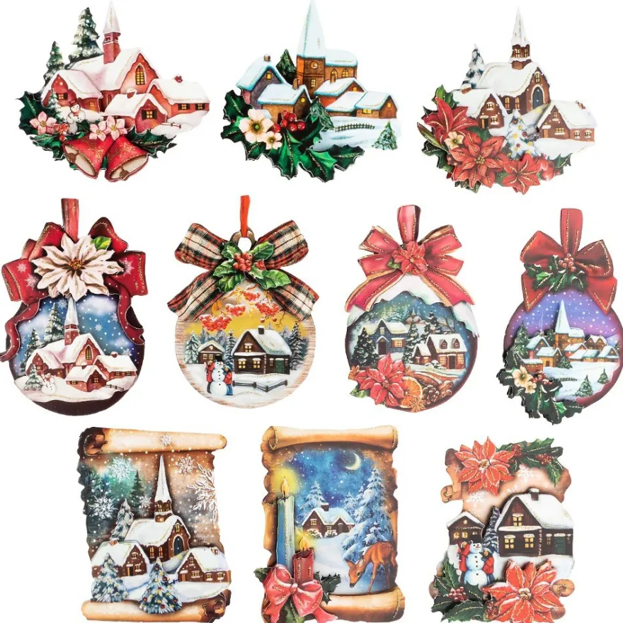 3-D Motive, Winterdörfer Nostalgie, 6-9cm, 10 Motive