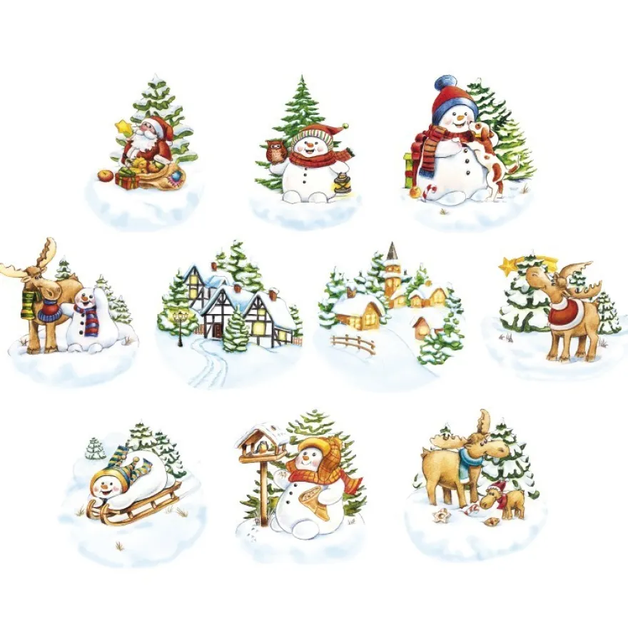 3-D Motive, Winterlandschaften, 7,5-9cm, 10 Motive