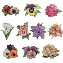 3-D Motive, Zauberhafte Blüten, Gold-Gravur, 8x8cm, 10er Set