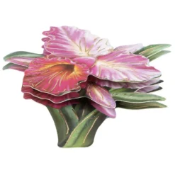 3-D Motiv, pinke Blüte, Gold-Gravur & Glimmerlack, 8cm