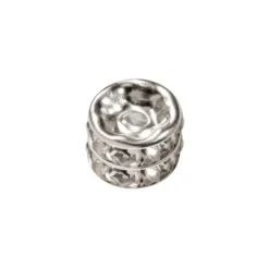Doppel-Rondell mit Strass-Steinen, Ø0,8 cm, 10 Stück, silber