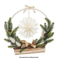 3-D Papier-Ornamente, zum Aufhängen, Ø10cm, 3 versch. Sterne & Schneeflocken, cremeweiß, 12 Stück