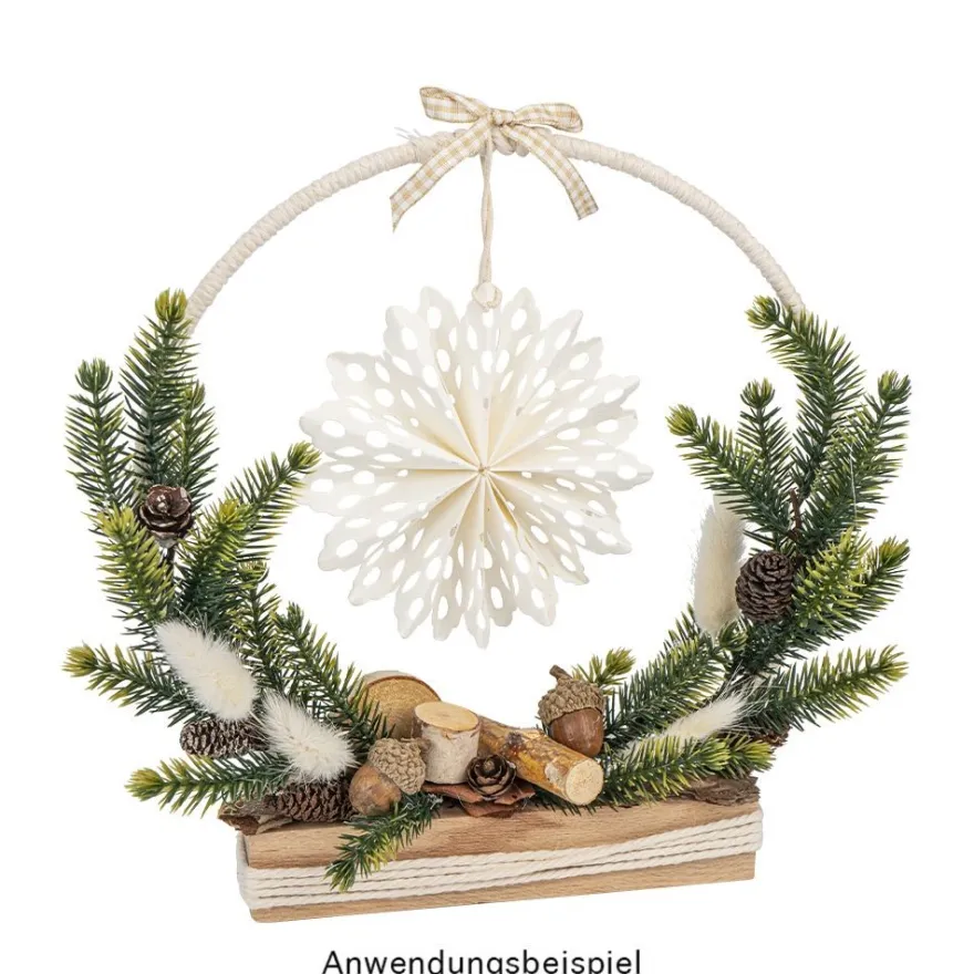 3-D Papier-Ornamente, zum Aufhängen, Ø10cm, 3 versch. Sterne & Schneeflocken, cremeweiß, 12 Stück