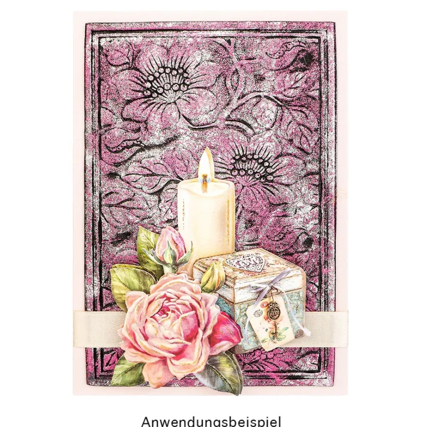 3-D Prägeschablone Deluxe, Hintergrund, Floral 2, 15,5cm x 10cm