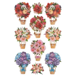 3-D Relief-Sticker, Blumen-Ballons, verschiedene Größen, selbstklebend