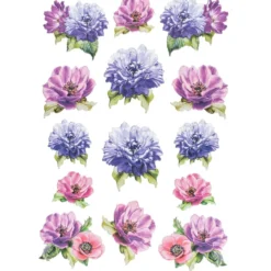 3-D Relief-Sticker, Blumen 4, 21cm x 30cm, verschiedene Größen, selbstklebend