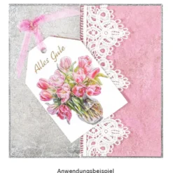 3-D Relief-Sticker, Blumen in Glasvasen 1, Folienveredelung Hellgold, versch. Größen, selbstklebend