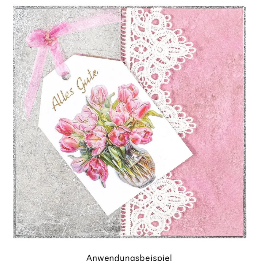 3-D Relief-Sticker, Blumen in Glasvasen 1, Folienveredelung Hellgold, versch. Größen, selbstklebend