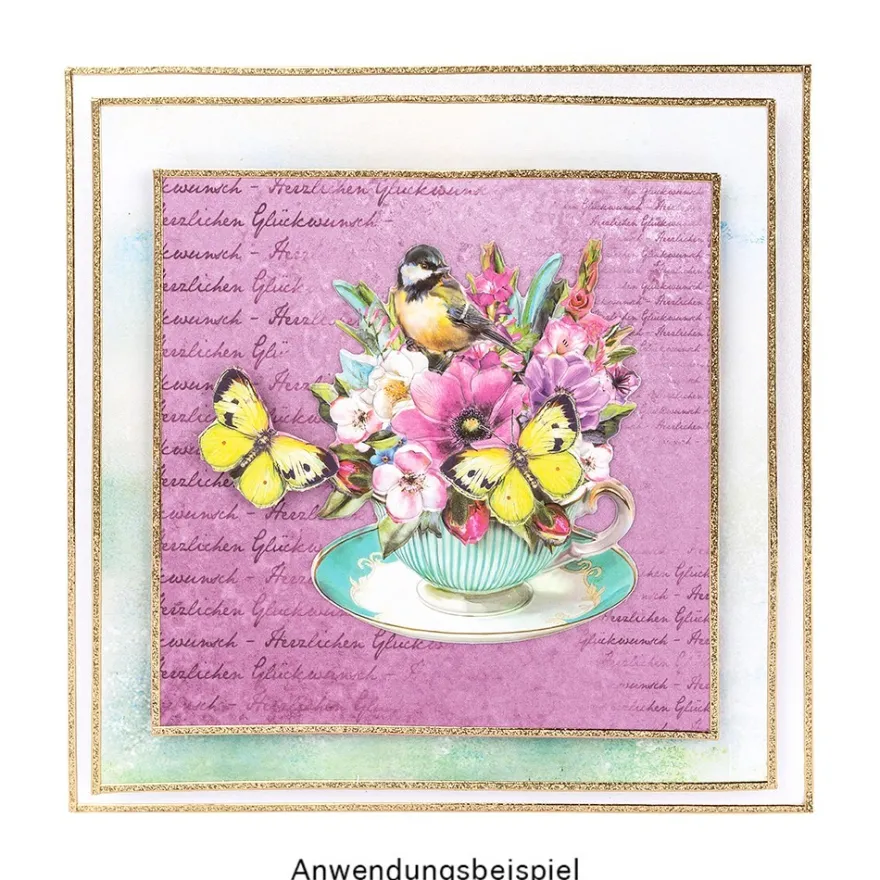 3-D Relief-Sticker, Blumen in Tassen 1, verschiedene Größen, selbstklebend