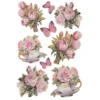 3-D Relief-Sticker, Blumen in Tasse 8, verschiedene Größen, selbstklebend
